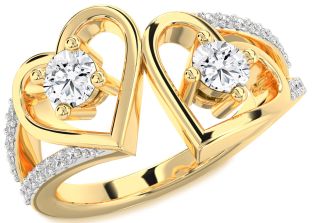 Diamond Gold Heart Two Stone Ring