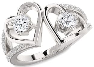 Diamond Platinum Heart Two Stone Ring