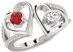 Diamond White Gold Heart Two Stone Promise Ring