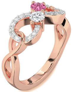 Diamond Rose Gold Infinity Round Two Stone Promise Ring