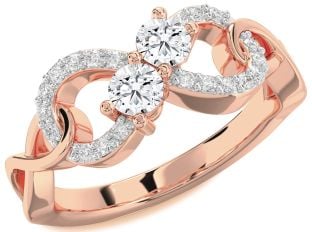 Diamond Rose Gold Infinity Round Two Stone Ring