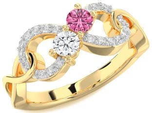 Diamond Gold Infinity Round Two Stone Promise Ring