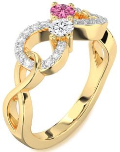 Diamond Gold Infinity Round Two Stone Promise Ring