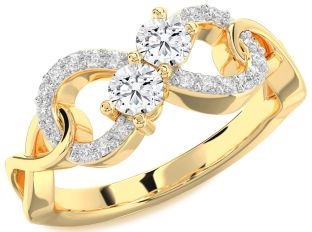 Diamond Gold Infinity Round Two Stone Ring