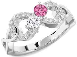 Diamond White Gold Infinity Round Two Stone Promise Ring