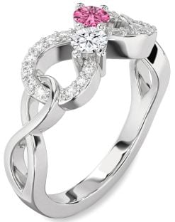 Diamond Platinum Infinity Round Two Stone Promise Ring
