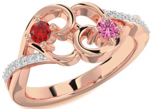 Diamond Rose Gold Heart Two Stone Promise Ring