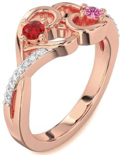 Diamond Rose Gold Heart Two Stone Promise Ring