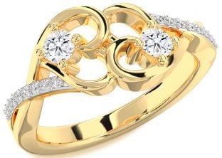 Diamond Gold Heart Two Stone Ring