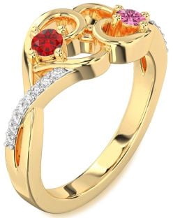 Diamond Gold Heart Two Stone Promise Ring