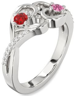Diamond Platinum Heart Two Stone Promise Ring