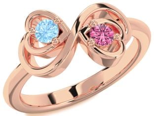 Rose Gold Infinity Heart Two Stone Promise Ring