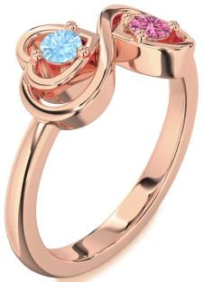 Rose Gold Infinity Heart Two Stone Promise Ring