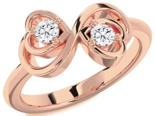 Diamond Rose Gold Infinity Heart Two Stone Ring