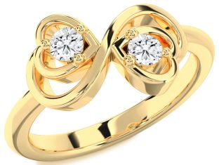 Diamond Gold Infinity Heart Two Stone Ring