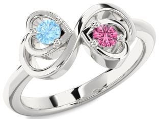 Silver Infinity Heart Two Stone Promise Ring