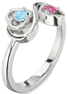 Platinum Infinity Heart Two Stone Promise Ring