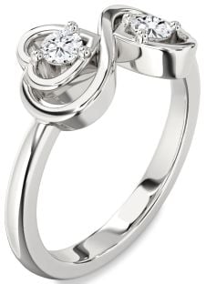 Diamond White Gold Infinity Heart Two Stone Ring