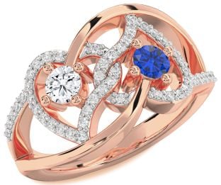 Diamond Rose Gold Heart Two Stone Promise Ring