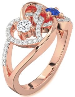 Diamond Rose Gold Heart Two Stone Promise Ring