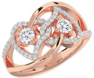 Diamond Rose Gold Heart Two Stone Ring