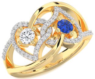 Diamond Gold Heart Two Stone Promise Ring