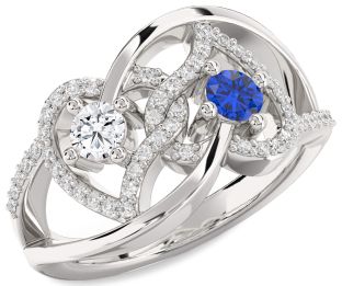 Diamond White Gold Heart Two Stone Promise Ring