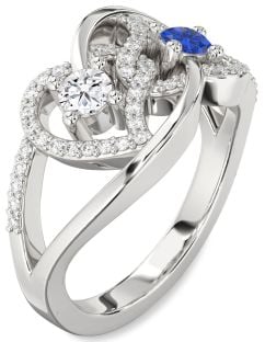 Diamond Platinum Heart Two Stone Promise Ring