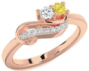 Diamond Rose Gold Infinity Round Two Stone Promise Ring