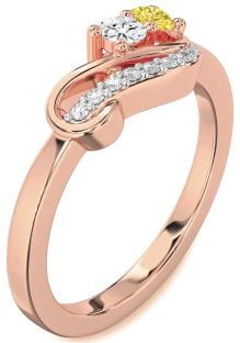 Diamond Rose Gold Infinity Round Two Stone Promise Ring