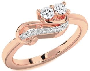 Diamond Rose Gold Infinity Round Two Stone Ring