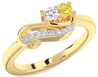 Diamond Gold Infinity Round Two Stone Promise Ring