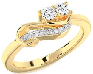 Diamond Gold Infinity Round Two Stone Ring