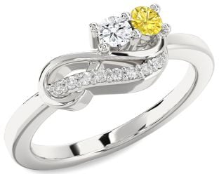 Diamond Silver Infinity Round Two Stone Promise Ring