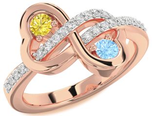 Diamond Rose Gold Infinity Heart Two Stone Promise Ring