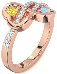 Diamond Rose Gold Infinity Heart Two Stone Promise Ring