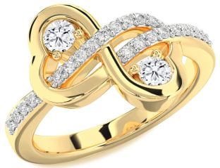 Diamond Gold Infinity Heart Two Stone Ring