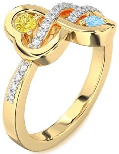 Diamond Gold Infinity Heart Two Stone Promise Ring