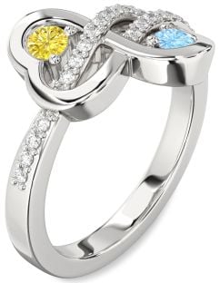 Diamond Platinum Infinity Heart Two Stone Promise Ring