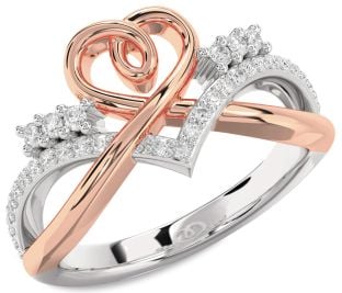 Diamond Platinum & Rose Gold Heart Ring
