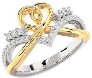 Diamond Platinum & Yellow Gold Heart Ring