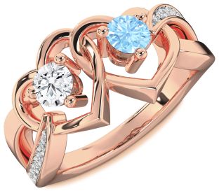 Diamond Rose Gold Heart Two Stone Promise Ring
