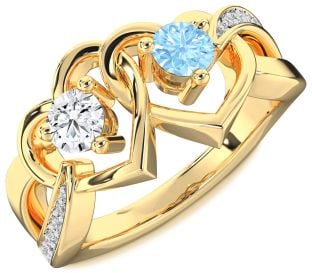 Diamond Gold Heart Two Stone Promise Ring