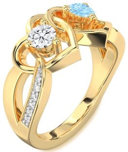 Diamond Gold Heart Two Stone Promise Ring