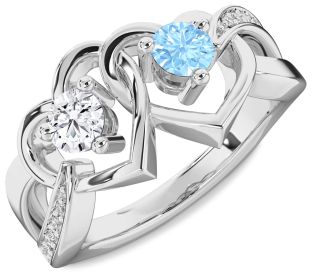 Diamond White Gold Heart Two Stone Promise Ring