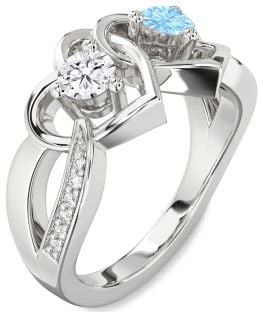 Diamond Platinum Heart Two Stone Promise Ring