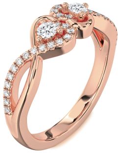 Diamond Rose Gold Heart Infinity Two Stone Ring