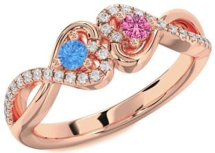 Diamond Rose Gold Heart Infinity Two Stone Promise Ring