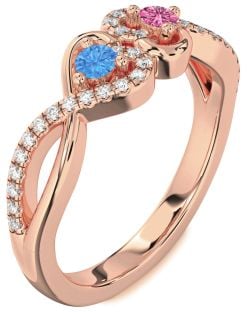 Diamond Rose Gold Heart Infinity Two Stone Promise Ring