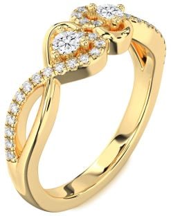 Diamond Gold Heart Infinity Two Stone Ring